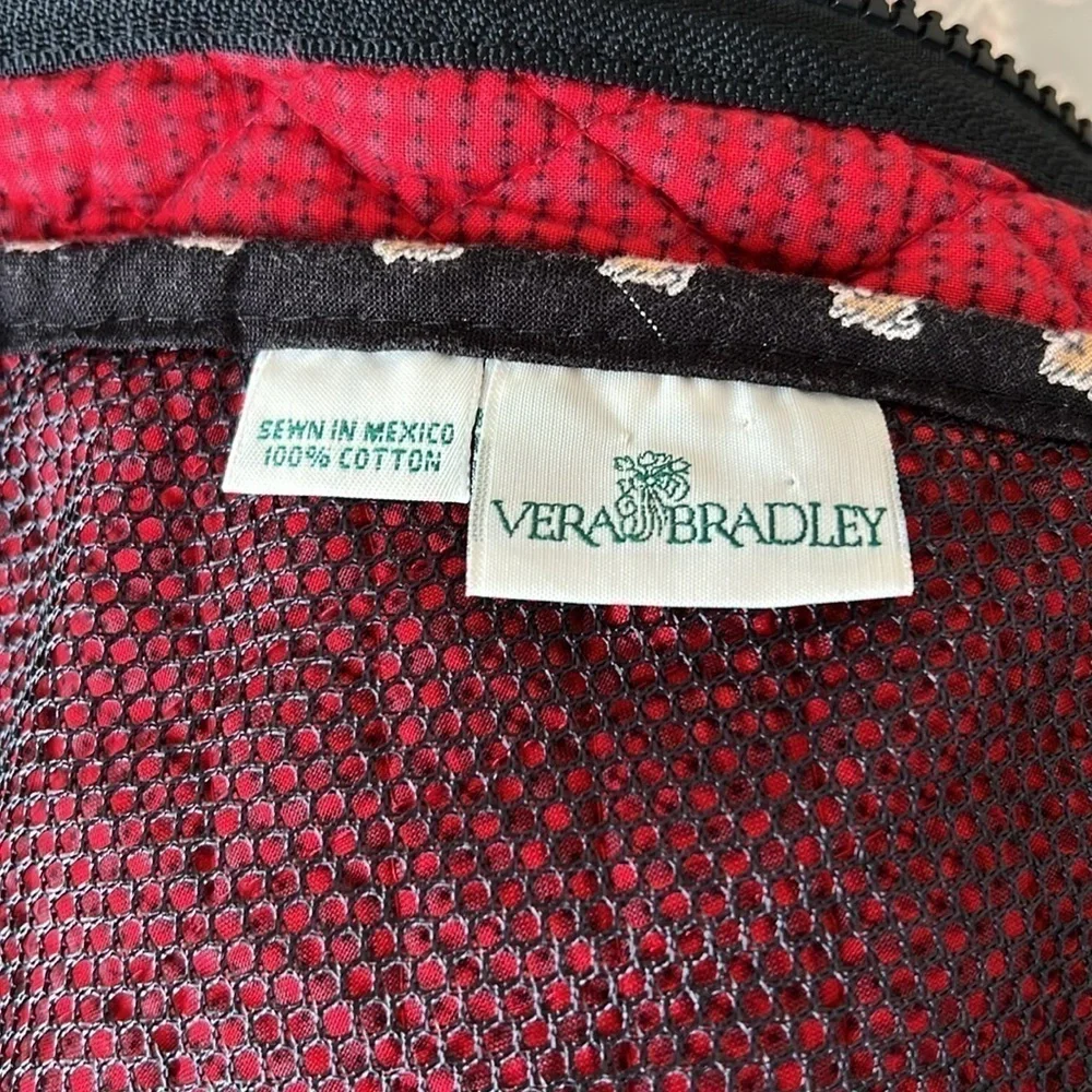 Vintage VERA BRADLEY Classic Black Travel Hanging Garment  Bag Red White Floral